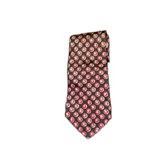 Royal Knight Silk Tie - Black with Red and Gold Eagle Medallion Pattern - Picture 1 of 3